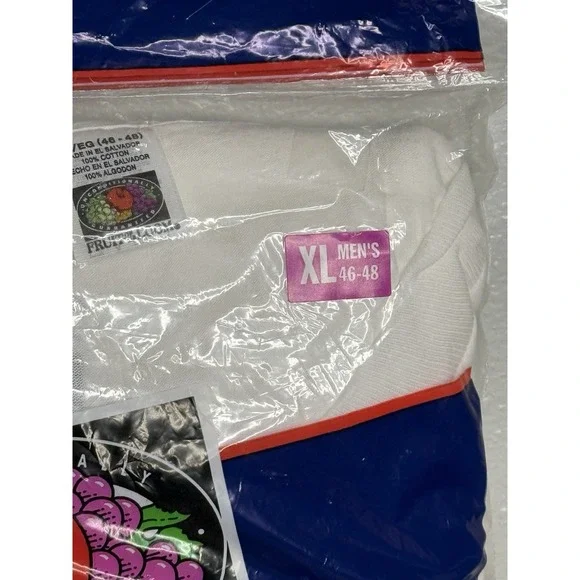 VTG Mens Fruit Of The Loom 3 Pack White Cotton Tshirts XL NWT Undershirt - Picture 2 of 4